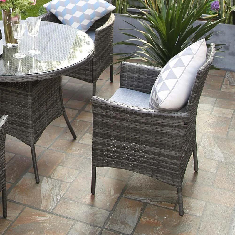 Rattan Garden Furniture Set 4 Seater With Round Dining Table Chairs For Outdoor