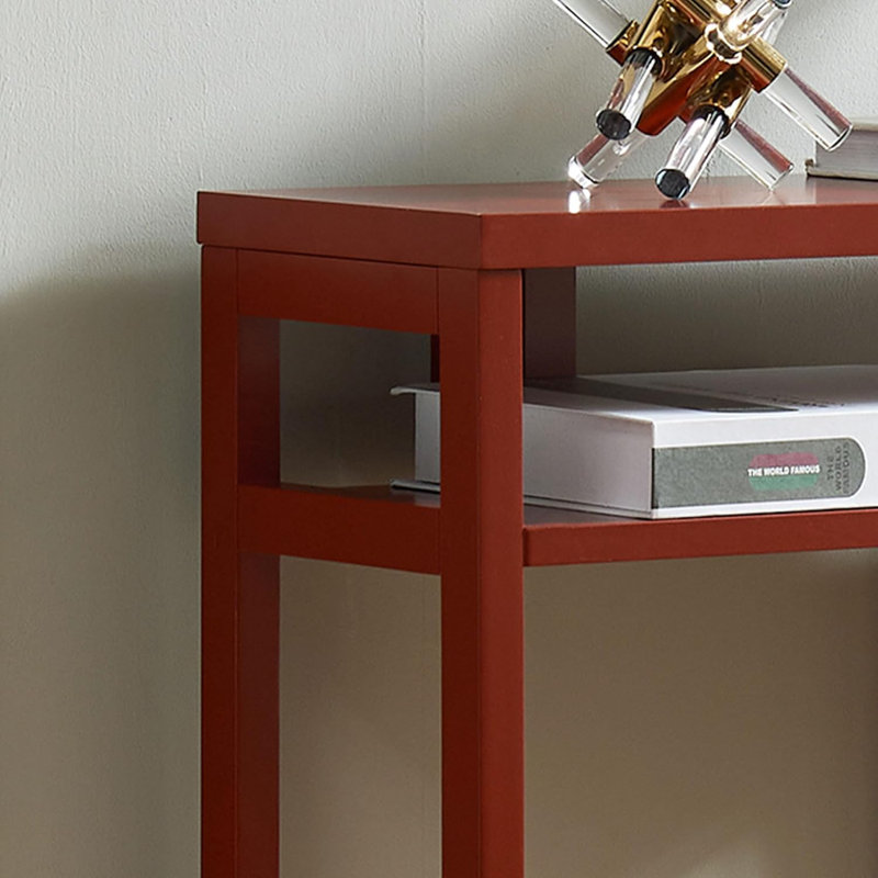 22 Inch Wide Narrow Console Table with 3-Tier Storage Shelves, Entryway Accent Table for Living Room or Hallway, Red