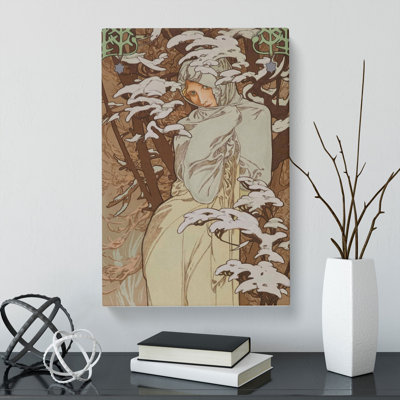 Winter by Alphonse Mucha - Wrapped Canvas