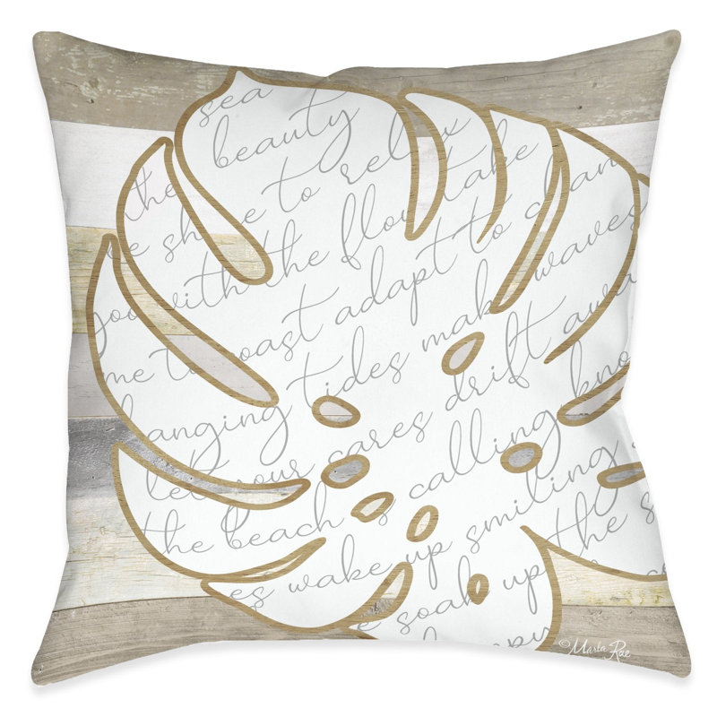 Coussin décoratif d'extérieur à feuilles naturelles Ocean Vibes