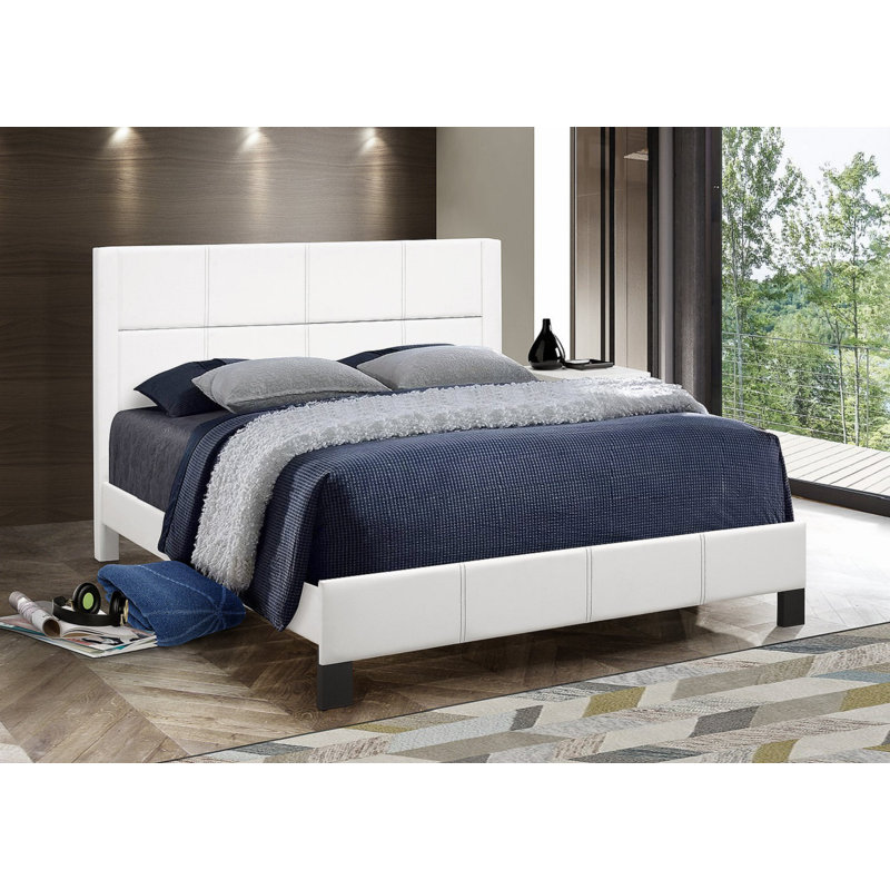 Keslee Vegan Leather Bed, Queen, White