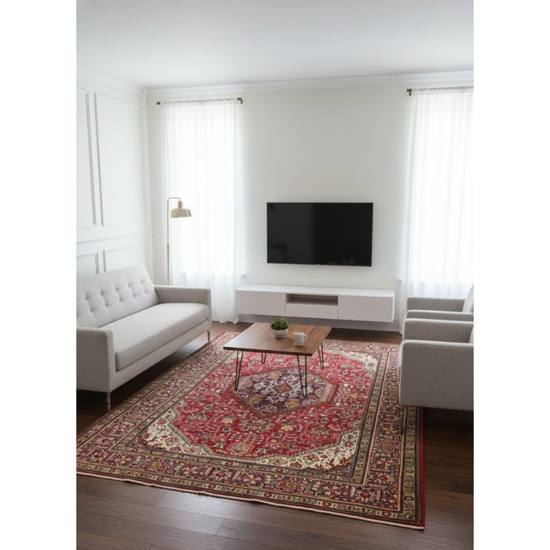 Tapis unique en laine noué à la main de style années 1970 de 6 pi 3 po x 9 pi 7 po Rehkop