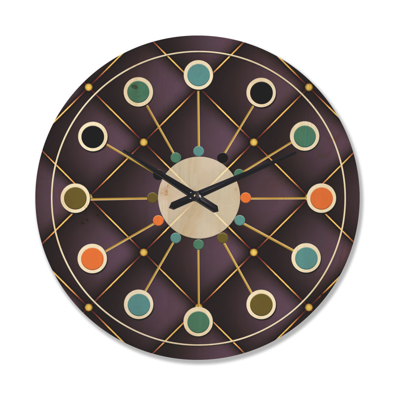 Motif matelassé - Horloge murale Mid-Century, Très grand