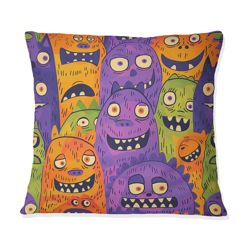 Coussin Childrens, H 18 po x H 18 po, Mauve / vert