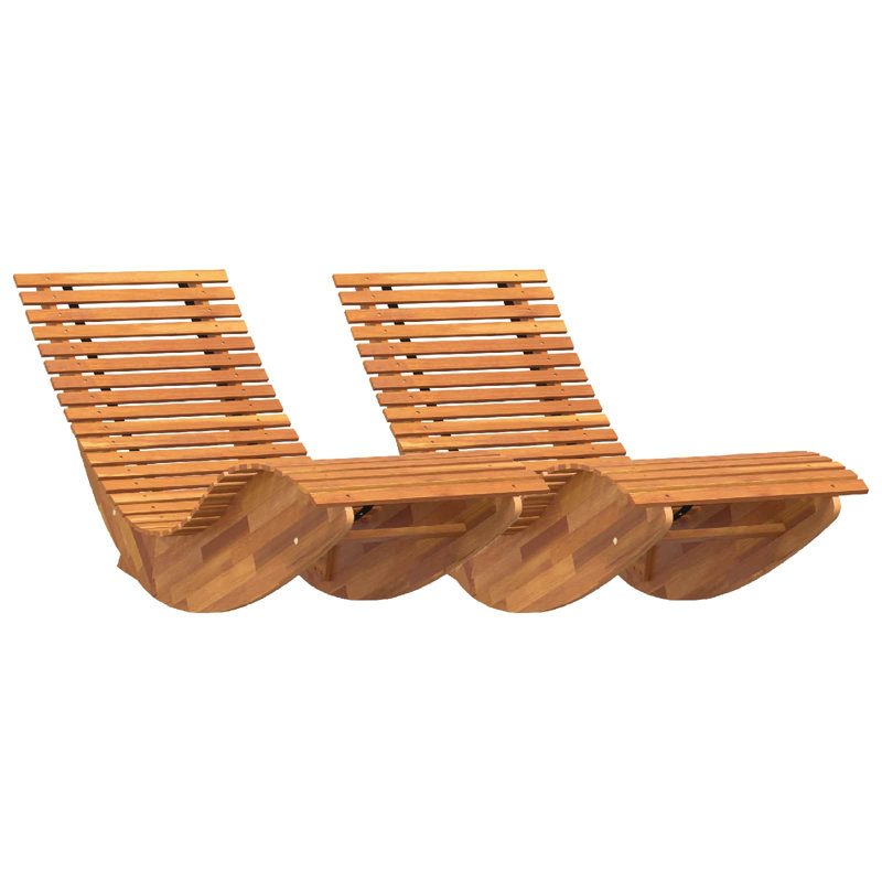  Ensemble de 2 chaises longues de jardin inclinables en bois d'acacia