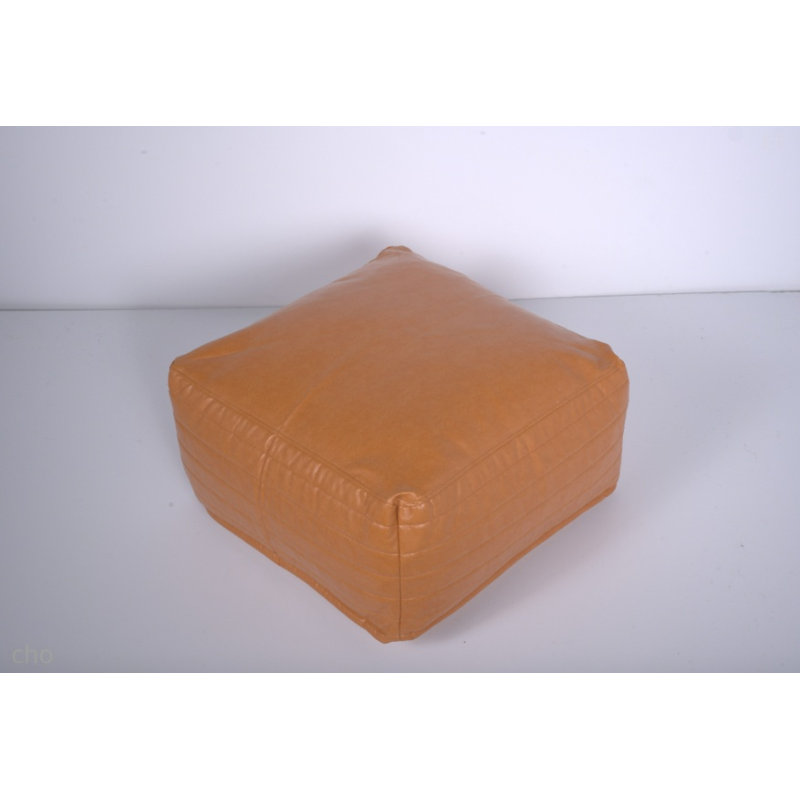 Repose-pieds rectangulaire en similicuir Bambo, caramel, Caramel