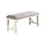 Banc de salle à manger rembourré gris, finition blanche, design inspiré antique + siège, contemporain