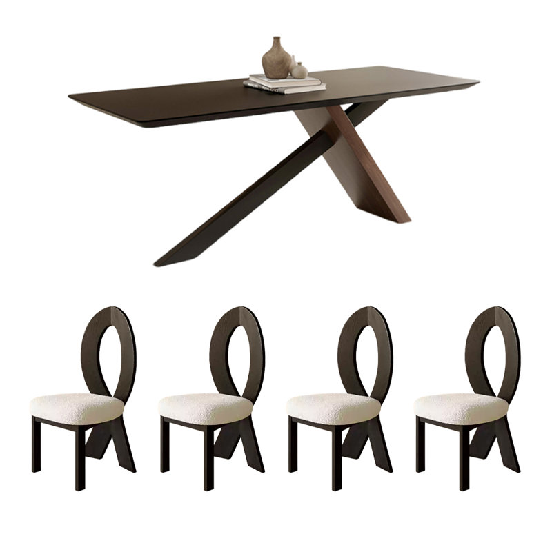 Ensemble de table de salle à manger rectangulaire de style français, Noir, H 29,5 po x L 63 po x l 31,5 po