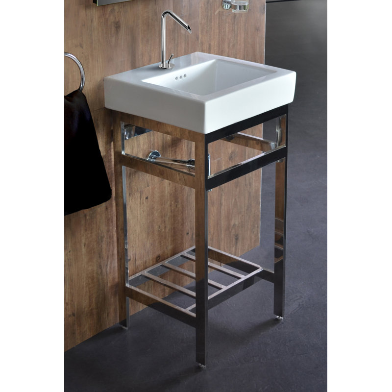 Arverne Stainless Steel Open Console 18" Single Bathroom Vanity Set, Satin