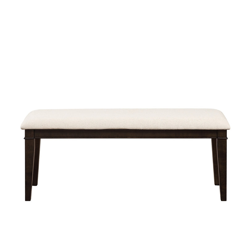 48-Inch Bench With Dark Brown Wood Frame And Beige Upholstered Seat For Dining Space In Pattern