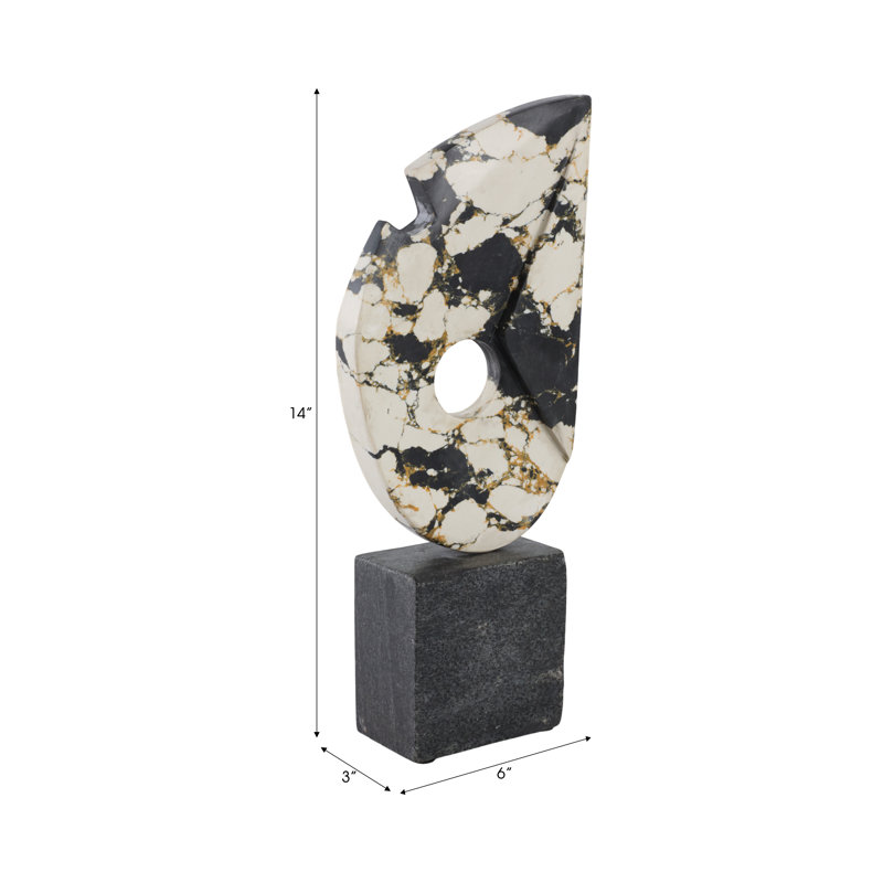 Mercer41 Calhoun Large Marble And Stone Statuary, Blue/White, 14" H x 6" W x 3" D