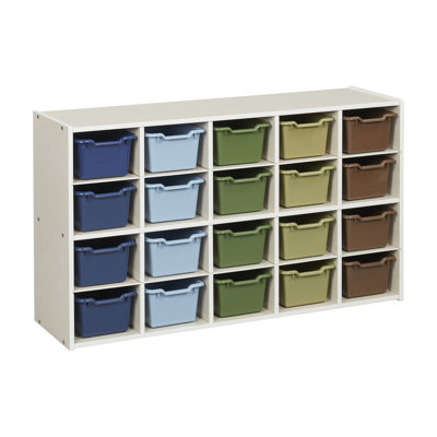 ECR4Kids Streamline 20 Cubby Tray Cabinet with 20 Scoop Front Bins, 4x5, Kids Furniture