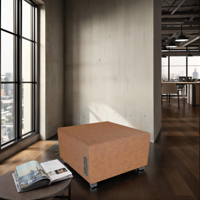 Pro Series Rustic Upholstered Square Mobile Ottoman with Tech Panel