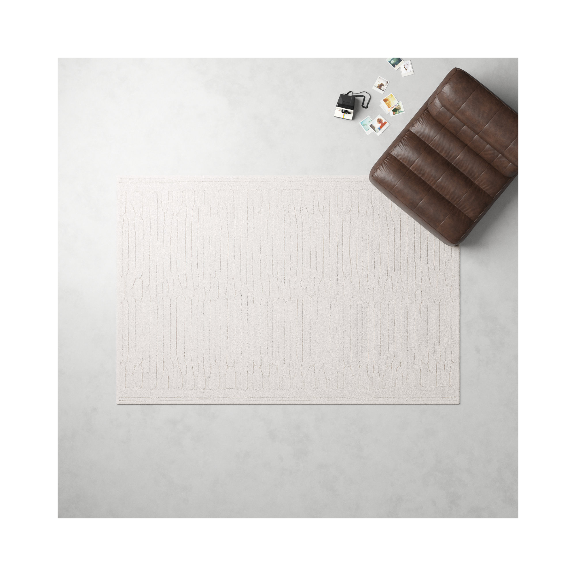 Elona Handmade Ivory Rug, Rectangle 6' x 9'