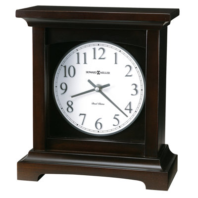 Traditional Analogue Wood Tabletop Clock in Black Coffee