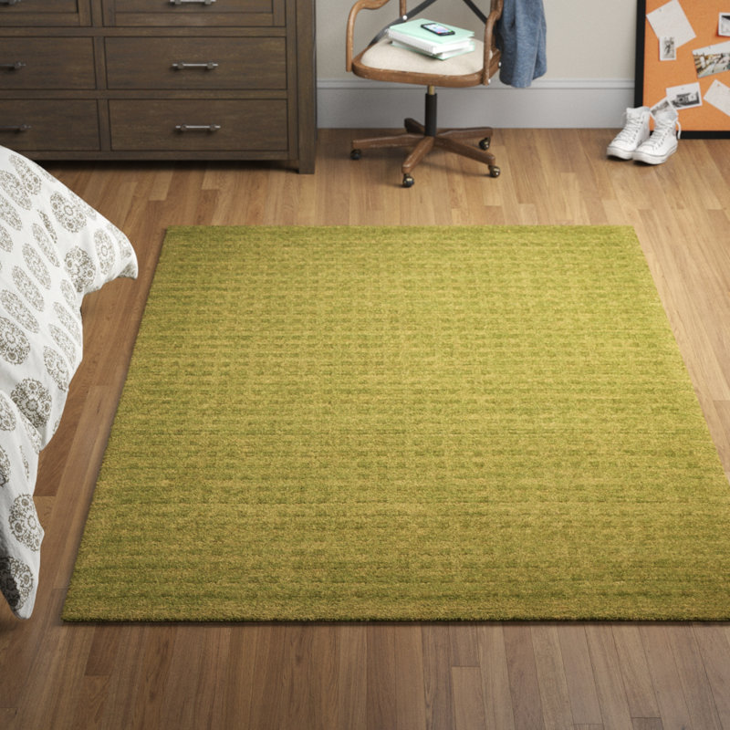 Tapis vert en laine tissé à la main et à plat, Tapis de couloir 2 pi 3 po x 8 pi