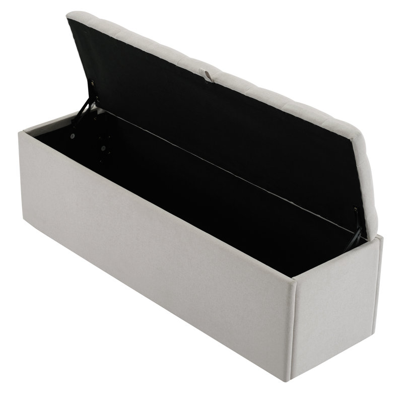 Upholstered Storage Bench, Beige