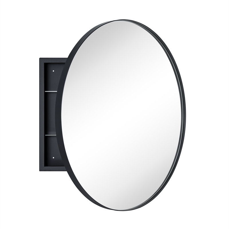 Armoire à pharmacie avec miroir et 2 tablettes réglables Seenaa, 30 po x 30 po, Black