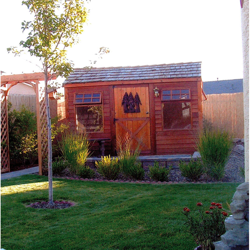 Haida 12 ft. W x 10 ft. D Western Red Cedar Wood Storage Shed, 112" H x 144" W x 120" D