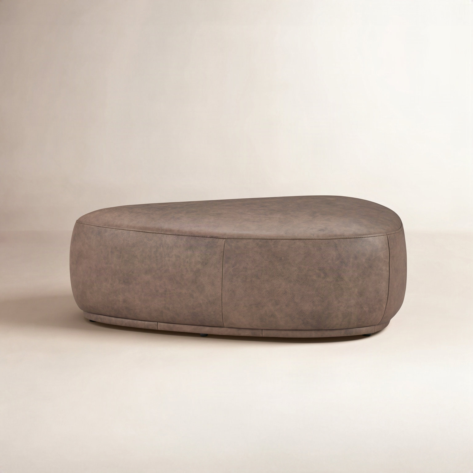 Adna 44" Genuine Leather Ottoman, Walnut Genuine Leather