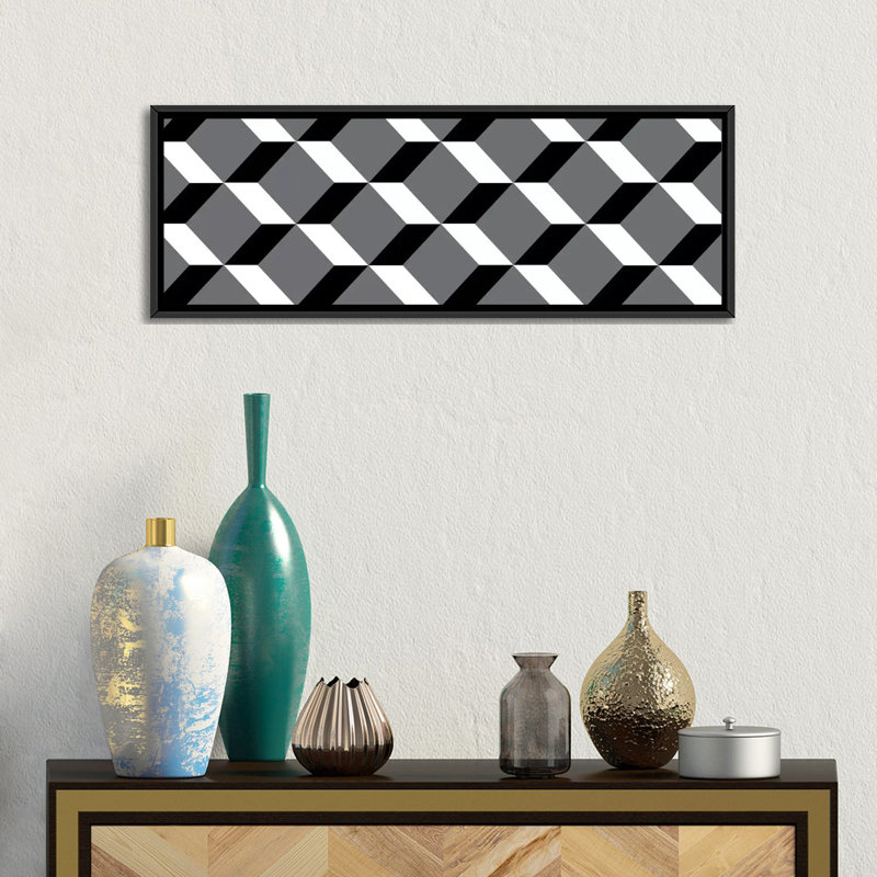 Albree Modern Cuboids '- Impression sur toile, H 12 po x l 36 po x P 1,5 po, Cadre noir