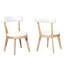 Chaises de salle à manger modernes et rembourrées de 2 avec revêtement beige et bois d'hévéa naturel, rembourrage épais pour les sièges, dossier divisé, espaces convenables, qualité durable, une paire de + naturel, confortable