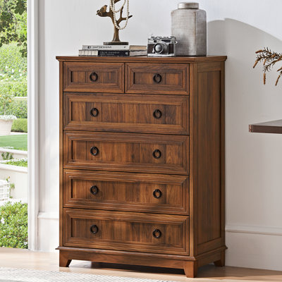 Farmhouse 6 Drawer Dresser For Bedroom, 41" Tall Small Dressers & Chest Of Drawers, Rustic Wood Dresser With Metal Handle, Storage Organizer Closet For Living Room, Hallway, Entryway