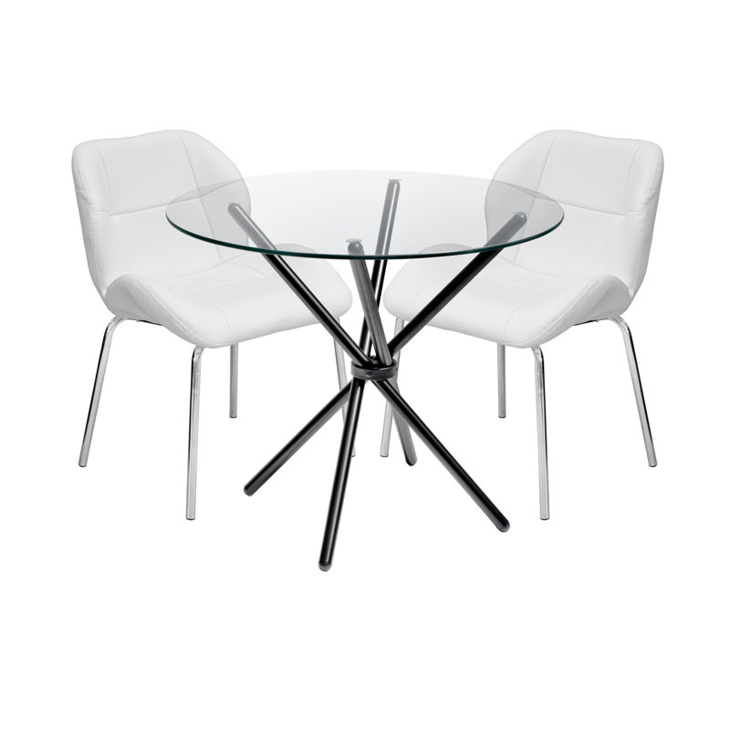 Dereham 4 - Person Dining Set, Black, Off White
