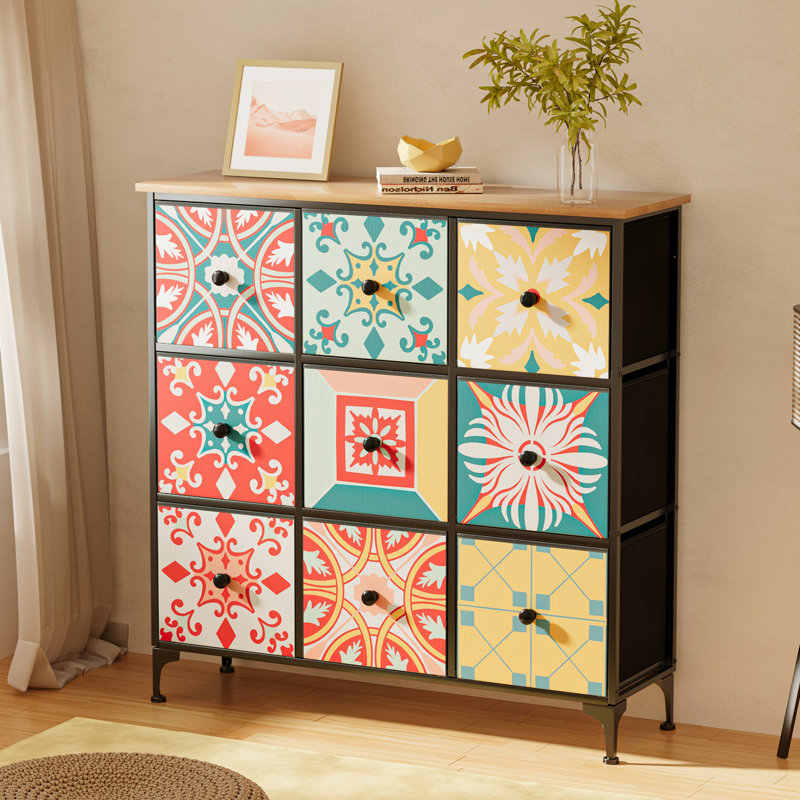 Commode haute pour commode pour chambre à coucher 9 tiroirs Marliee