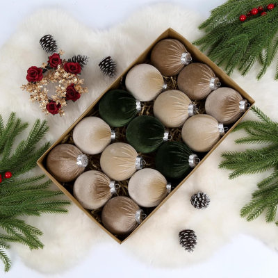 15 pièces de boules de Noël en velours en vrac pour la décoration d'arbres de Noël