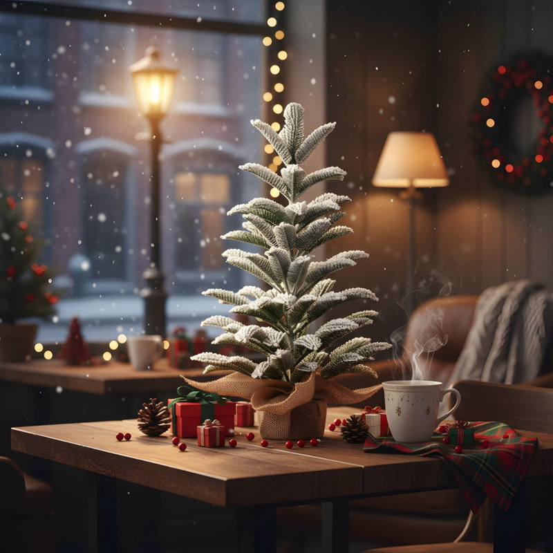50CM Modern Flocked Tabletop Christmas Tree