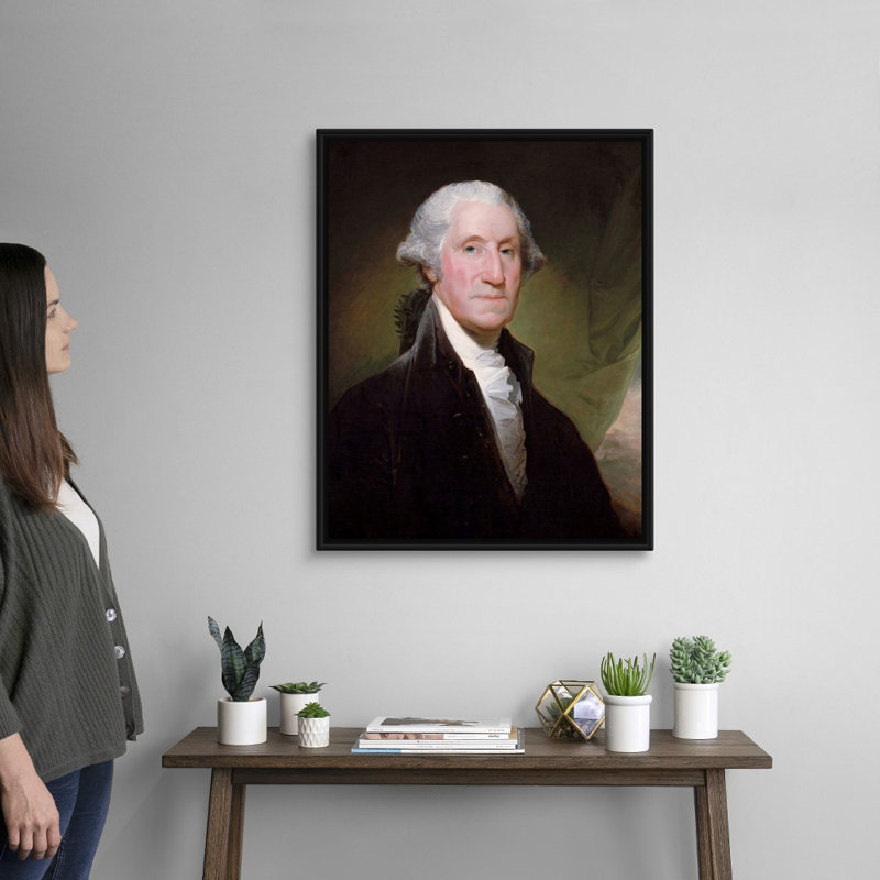 « George Washington » par Gilbert Stuart-impression, Cadre noir, H 32 po x l 26 po x P 1,75 po