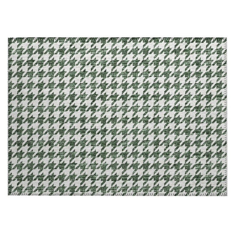 Loreen Washable Houndstooth Indoor / Outdoor Rug, Rectangle 1'8" x 2'6"