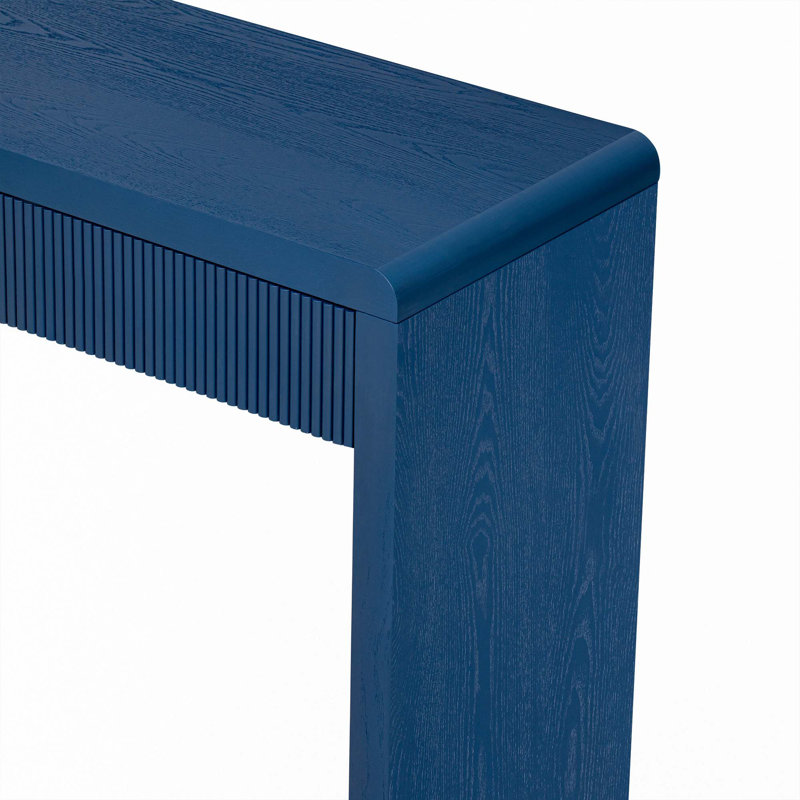 Console rustique avec 3 tiroirs cannelés, Marine