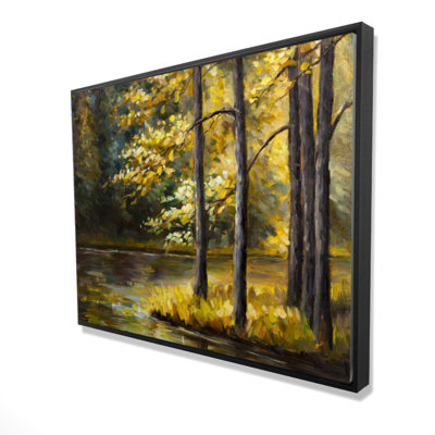 Fall Landscape By The Water Print On Canvas