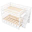 Lit double au-dessus d'un lit superposé avec lit gigogne en bois de pin massif blanc, garde-corps, espaces de rangement, processus d'assemblage facile et rapide-22585042