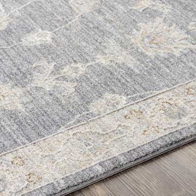 Garlef Machine Woven Oriental Gray/Blue Area Rug