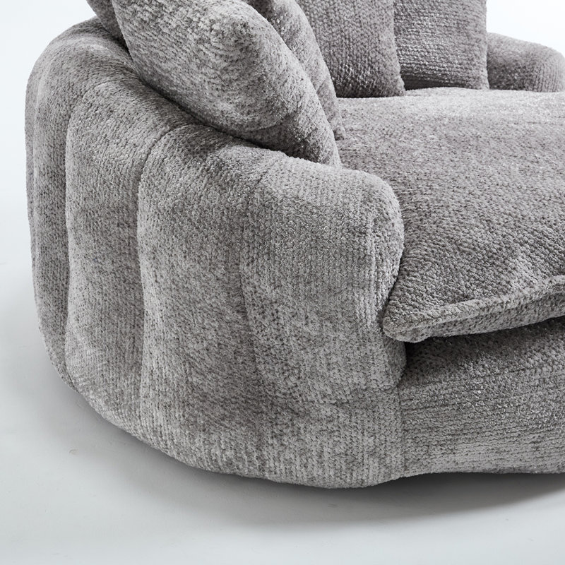 55" Durable Oversized Bean Bag Sofa, Light Grey Polyester