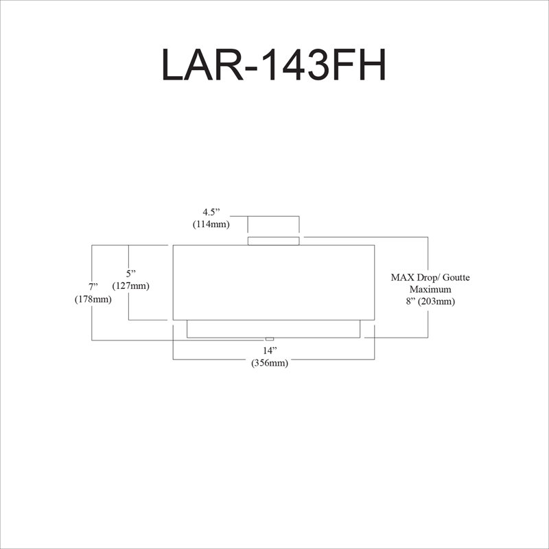 Plafonnier encastré à 3 lumières Larkin, H 8 po x l 14 po x P 14 po