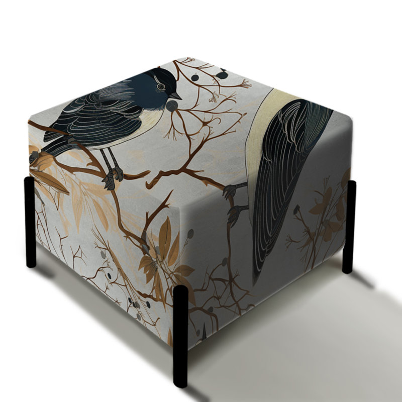 Tapisserie d'oiseaux Symphonie - Repose-pieds carré imprimé animal