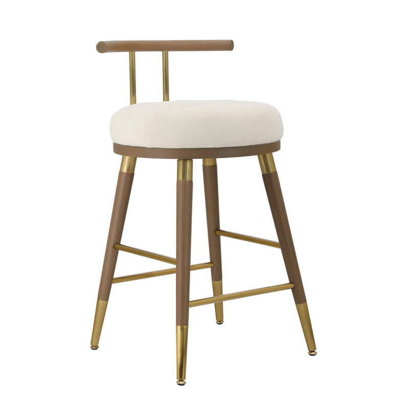 Upholstered Counter Stool, Cream/Brown