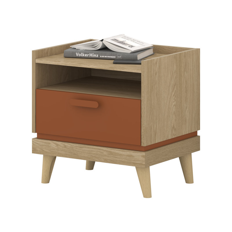 Holladay 50cm W Laminate Bedside Table, Grey