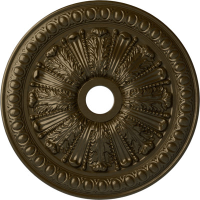 Endurathane Tomango Egg & Dart Ceiling Medallion, 27 7/8"OD x 3 7/8"ID x 2 1/2"P (Fits Canopies up to 6 3/4"), Hand-Painted Brass Finish