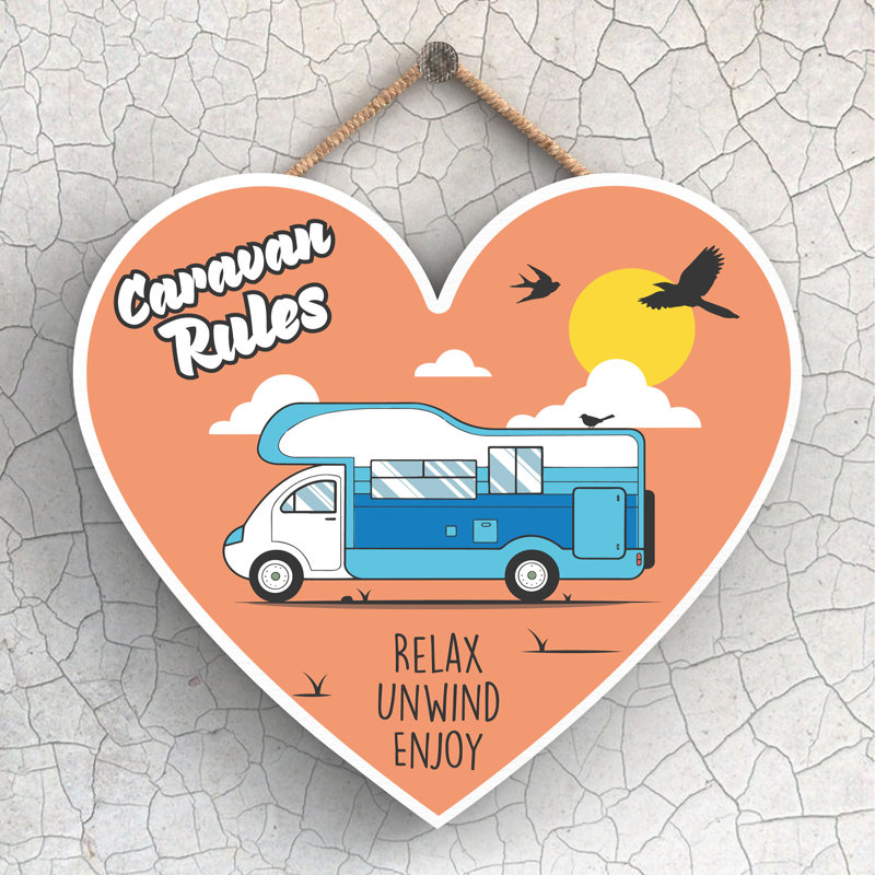 Caravan Rules - Novelty Print on MDF, 16cm H x 17cm W x 0.9cm D