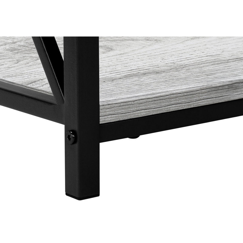 Table d'appoint moderne avec stratifié gris et base en métal noir pour un look élégant et polyvalent