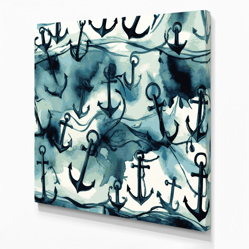 Art nautique sur toile vert, H 8 po x l 8 po