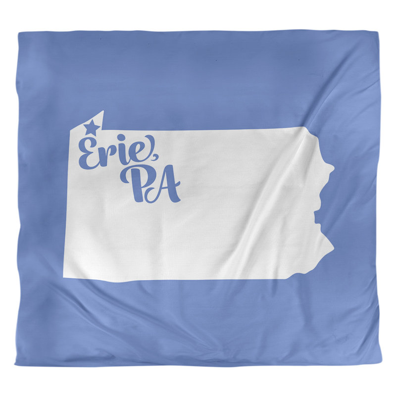 Housse de couette réversible simple Erie Pennsylvania, Housse de couette pour très grand lit, Bleu, Microfibre