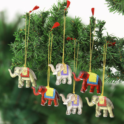 2.2'' Striped Wood Animals Hanging Figurine Ornament