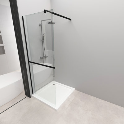 70mm - 70mm W x 190mm H Walk In Semi-Frameless Walk In Glass Screens with Clear Glass
