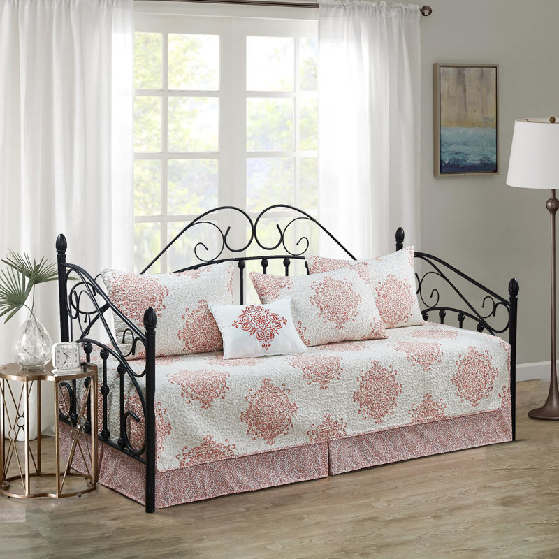 6 Piece Chelsea Daybed Bedspread Set, Coral